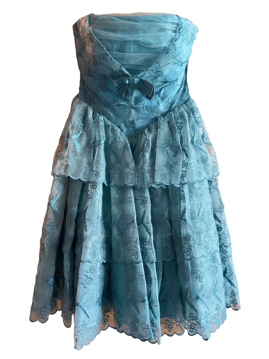 Betsey Johnson Strapless Teal Floral Lace Party Dress